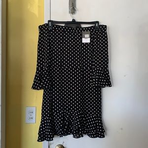 Polka dot mini off the shoulder dress